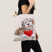 Puppy met Heart Gift Canvas tas (Dichtbij)