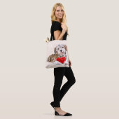 Puppy met Heart Gift Canvas tas (Op model)