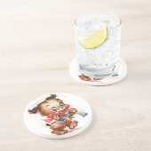 puppy met hoorn zandsteen onderzetter (Zijkant)