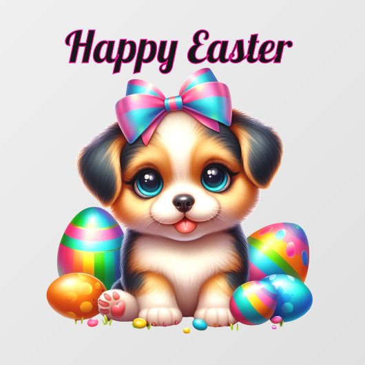 Puppy met kleurrijke paaseieren raamsticker (Vel)