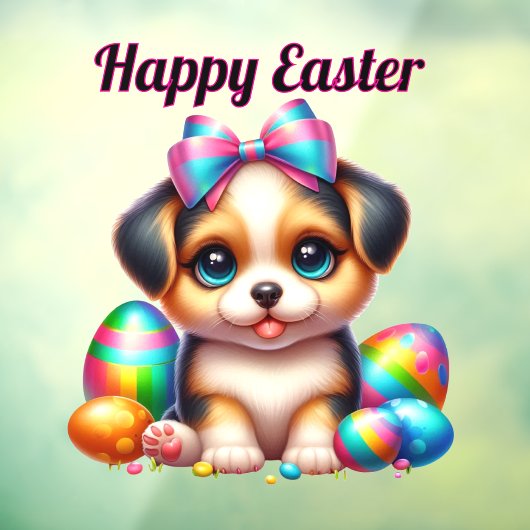 Puppy met kleurrijke paaseieren raamsticker (Vel 3)