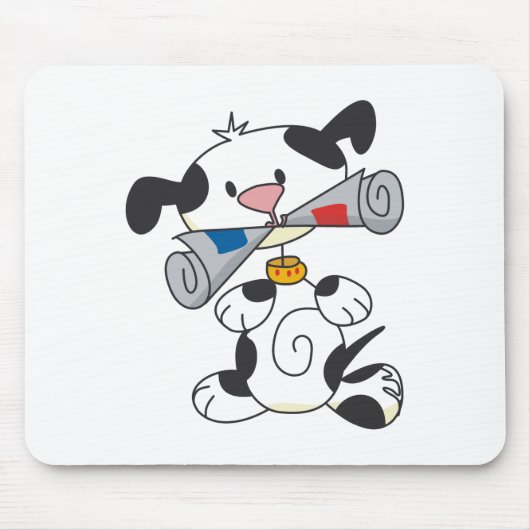 Puppy Met Kranten T-shirts En Geschenken Muismat (Voorkant)