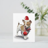 Puppy met pet voor kerst en bal briefkaart (Staand voorkant)