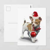 Puppy met pet voor kerst en bal briefkaart (Voorkant / Achterkant)