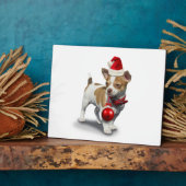Puppy met pet voor kerst en bal fotoplaat (Zijkant)