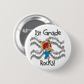 Puppy met Potlood 1st Grade Rocks Ronde Button 5,7 Cm (Voorkant /achterkant)
