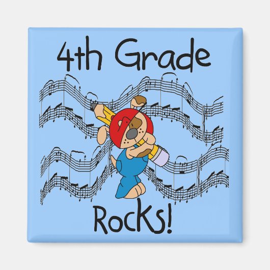 Puppy met potlood 4e klas rotsen magneet (Voorkant)