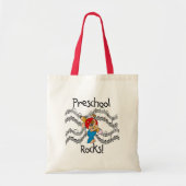 Puppy met potlood voorschoolse rotsen tote bag (Voorkant)