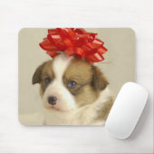 Puppy met rode boog muismat (Met muis)