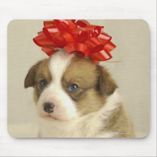 Puppy met rode boog muismat