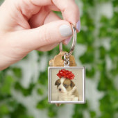 Puppy met rode boog sleutelhanger (Hand)