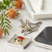 Puppy met rode boog sleutelhanger (Zijkant)