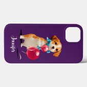 Puppy met roze ballonnen Aangepast Paars Case-Mate iPhone Case (Achterkant (horizontaal))