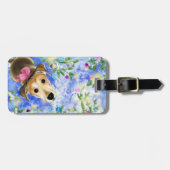 Puppy met roze lint - Cute Bagagelabel (Voorkant horizontaal)