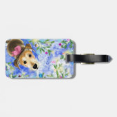 Puppy met roze lint - Cute Bagagelabel (Achterkant horizontaal)