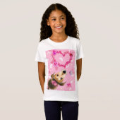 Puppy met roze lint - Liefde - T-shirt (Voorkant volledig)