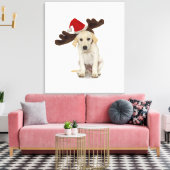 Puppy met Santa Hat en rendieroorten Canvas Afdruk (Insitu (Woonkamer))