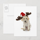 Puppy met Santa Hat en rendieroorten Feestdagenkaart (Voorkant / Achterkant)