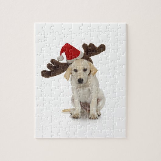 Puppy met Santa Hat en rendieroorten Legpuzzel (Verticaal)