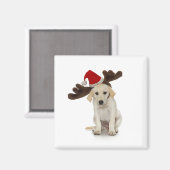 Puppy met Santa Hat en rendieroorten Magneet (Voorkant / Achterkant)