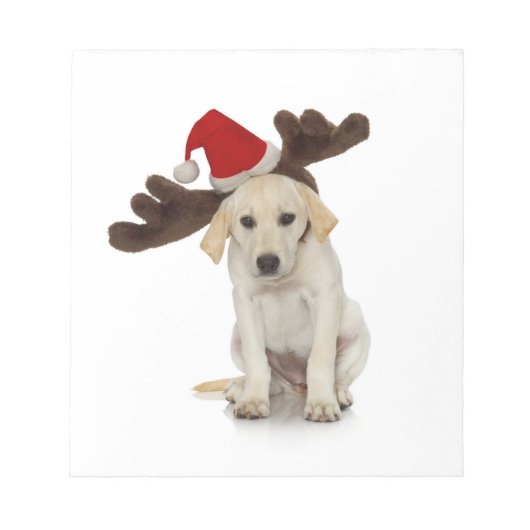 Puppy met Santa Hat en rendieroorten Notitieblok (Voorkant)