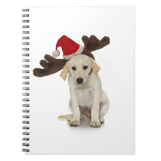 Puppy met Santa Hat en rendieroorten Notitieboek (Voorkant)