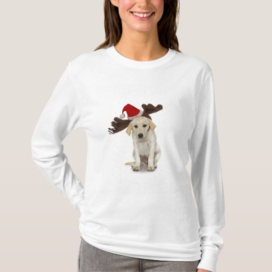 Puppy met Santa Hat en rendieroorten T-shirt (Voorkant)