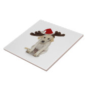 Puppy met Santa Hat en rendieroorten Tegeltje (Zijkant)