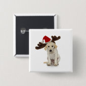 Puppy met Santa Hat en rendieroorten Vierkante Button 5,1 Cm (Voorkant /achterkant)