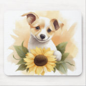 Puppy met zonnebloem muismat (Voorkant)