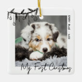 Puppy Mijn Eerste Kerstmis Dierenfoto Keramisch Ornament (Voorkant)