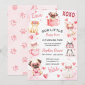 Puppy-minnaar verjaardagsfeestje uitnodiging voor  (Voorkant / Achterkant)