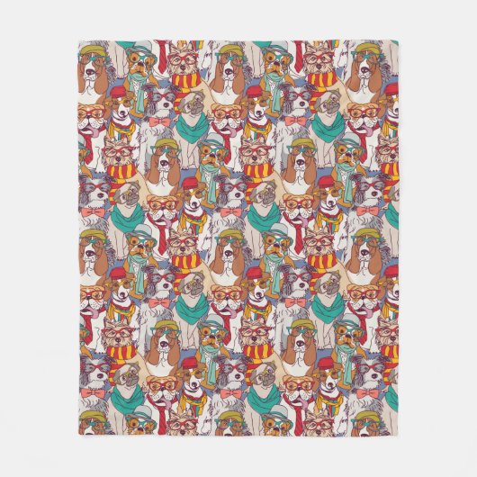 Puppy Mode Patroon Fleece Deken (Voorkant)