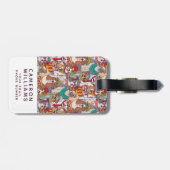 Puppy Mode Patroon | Jouw namen toevoegen Bagagelabel (Achterkant horizontaal)