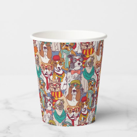 Puppy Mode Patroon Papieren Bekers (Achterkant)