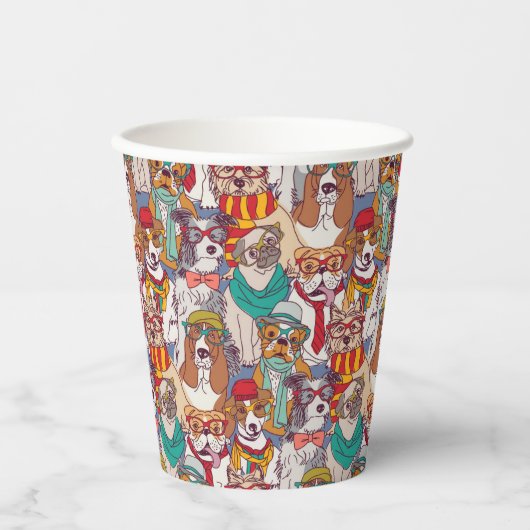 Puppy Mode Patroon Papieren Bekers (Voorkant)