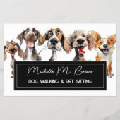 Puppy Moderne Hond Walker Pet Sitting QR-code Flyer (Voorkant)