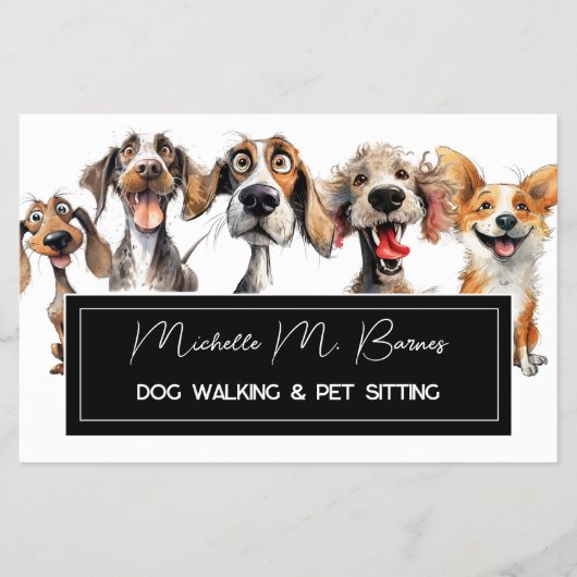Puppy Moderne Hond Walker Pet Sitting QR-code Flyer (Voorkant)