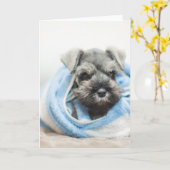 Puppy na Bad Kaart (Gele Bloem)