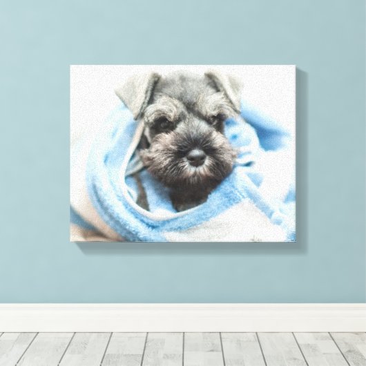 Puppy na Bath Canvas Afdruk (Insitu (Houten vloer))