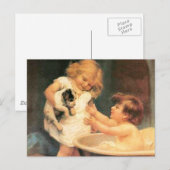 Puppy neemt een bad  Antiek Briefkaart (Voorkant / Achterkant)