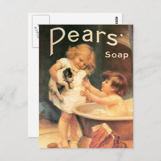 Puppy neemt een bad  Antiek Briefkaart (Voorkant / Achterkant)