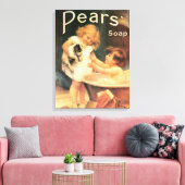 Puppy neemt een bad Antiek Canvas Afdruk (Insitu (Woonkamer))