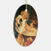 Puppy neemt een bad  Antiek Keramisch Ornament (Rechts)