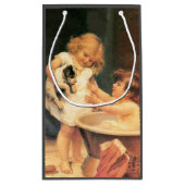 Puppy neemt een bad  Antiek Klein Cadeauzakje (Achterkant)