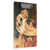 Puppy neemt een bad  Antiek Klembord (Rechts)