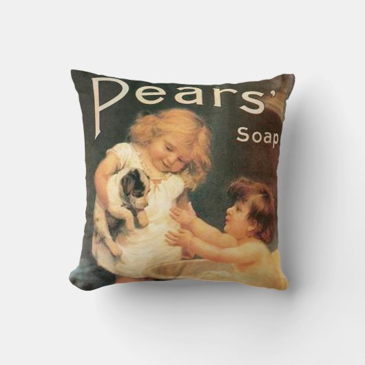 Puppy neemt een bad  Antiek Kussen (Voorkant)