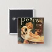 Puppy neemt een Bath Vierkante Button 5,1 Cm (Voorkant /achterkant)