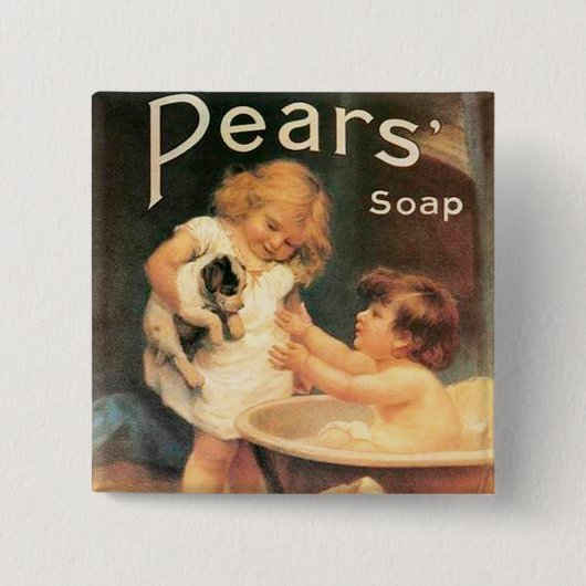 Puppy neemt een Bath Vierkante Button 5,1 Cm (Voorkant)