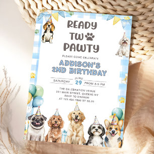 Puppy nodigt alle feestbeesten uit voor 2e verjaar kaart